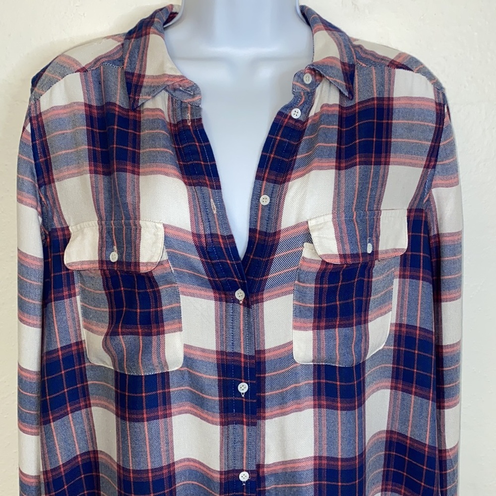 Paige Blue & Peachy Plaid Long Sleeve Flannel From Nordstrom. **See Note…